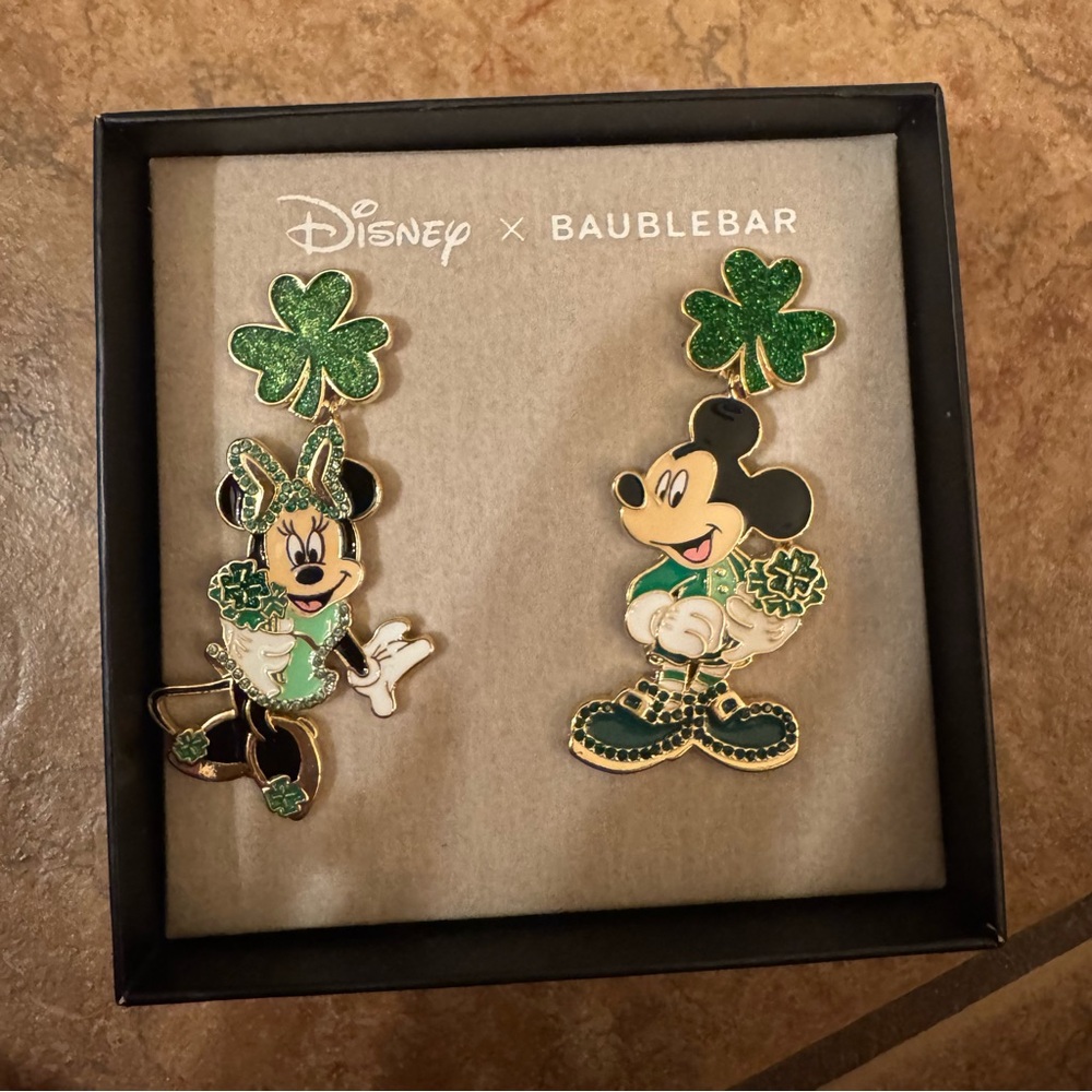 Disney x BaubleBar Mickey & Minnie Shamrock Earrings